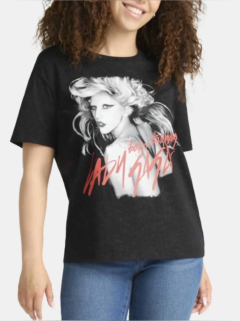 Lady Gaga Born This Way Graphic Black Short Sleeve Tee